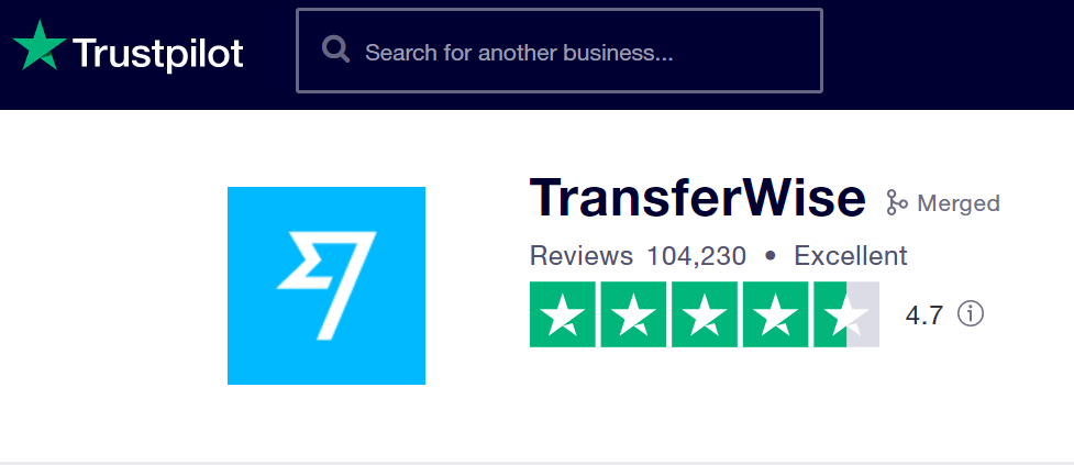 Transferwise Trustpilot Rating